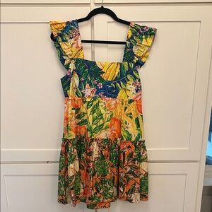 FARM Rio Tropical Floral Mini Dress in Navy, Yellow, Green, Orange